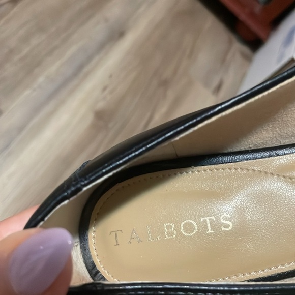 Talbots black Leather Loafers  Flats Womens 9.5 Top tie accent Slip on Casual - Picture 8 of 11